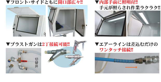 サンドブラストキャビネット 大型 サンドブラスト 大容量220L ライト付 その他電動研磨機 通販